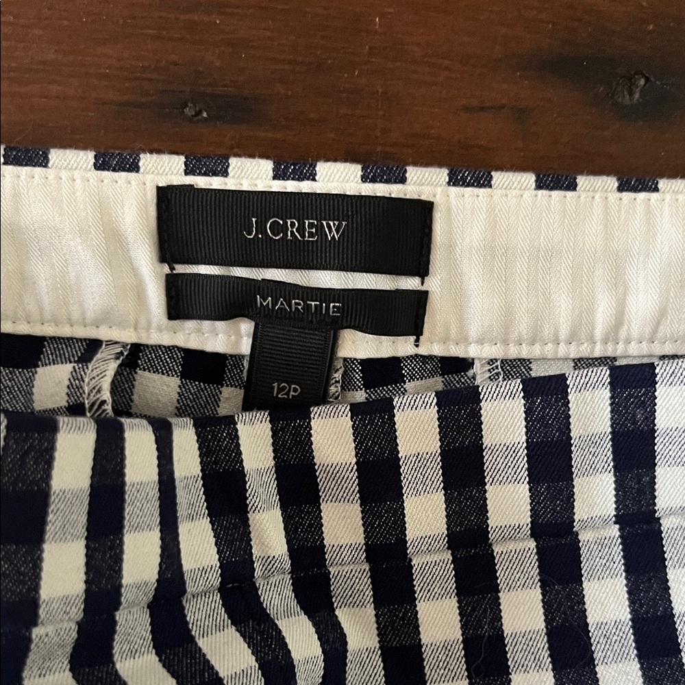 J. Crew Martie Women’s Black and White Checkered Pants Size 12P - Picture 2 of 8